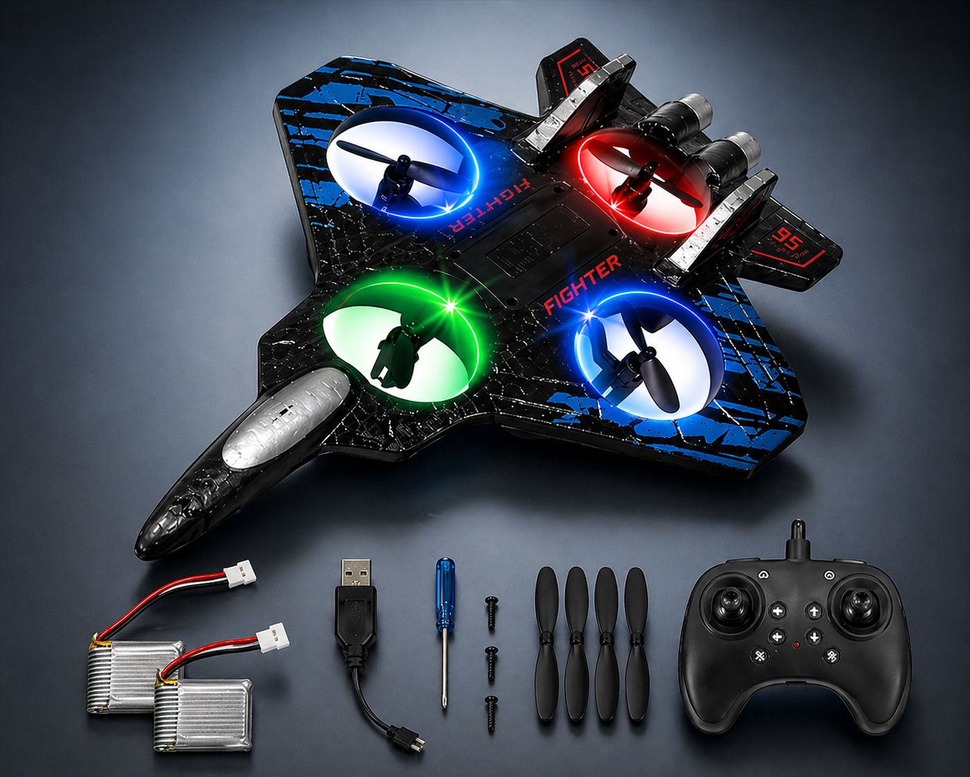 X33 Fighter Drone RC Quadcopter | High Speed, LED Lights, 360° Stunts-OG